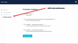Contact Lookup Preferences by Job